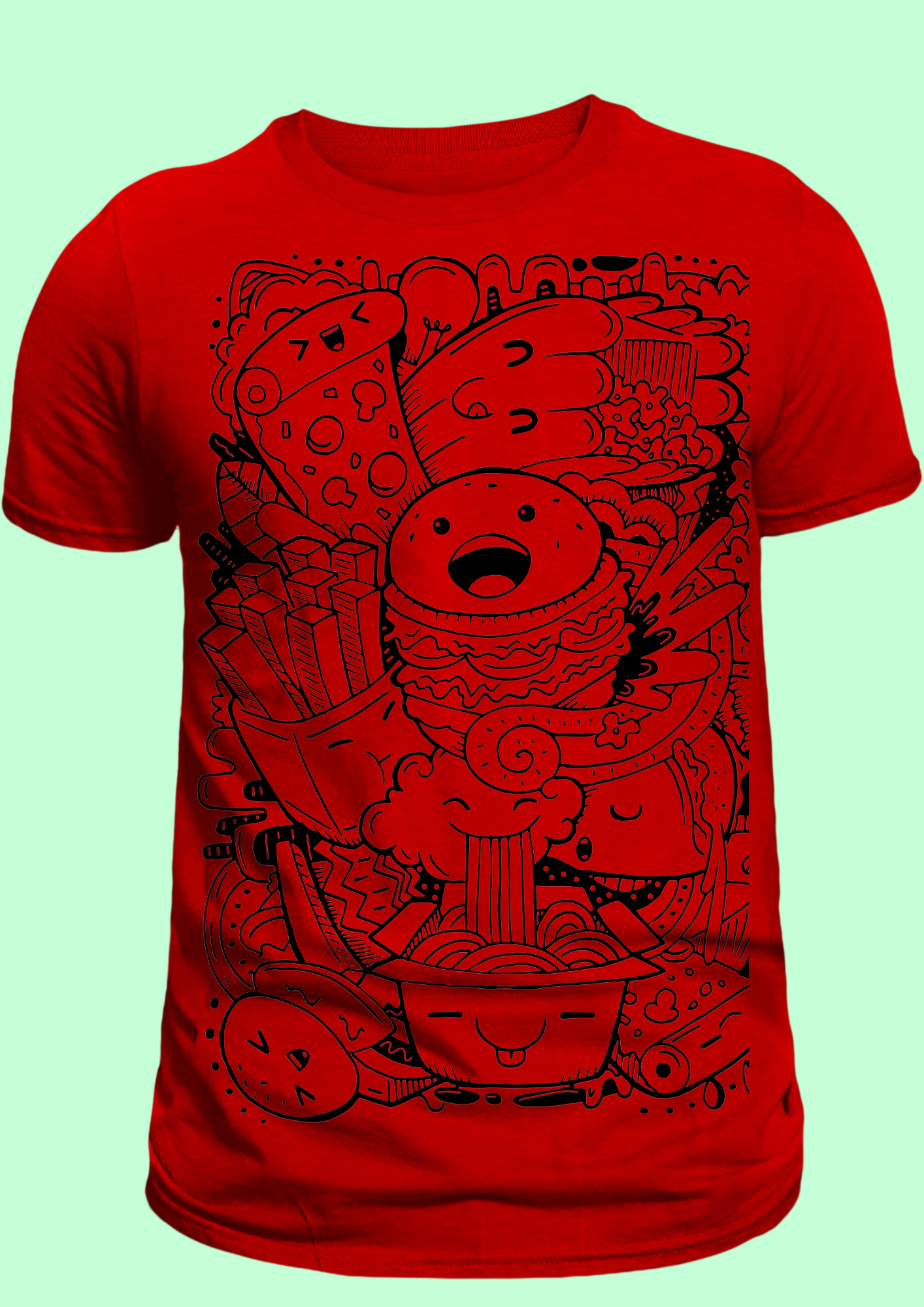 Men Oversized Red Printed T-shirt