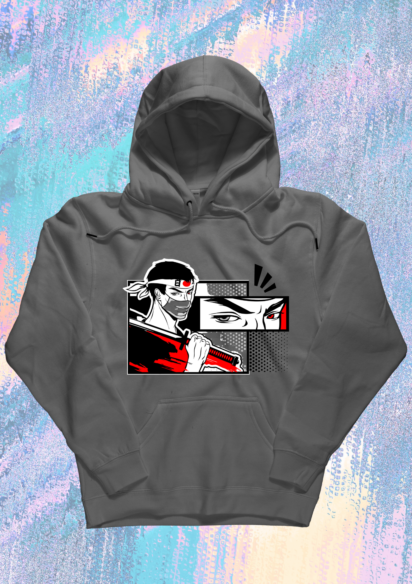 Men Printed Hoodie Grey