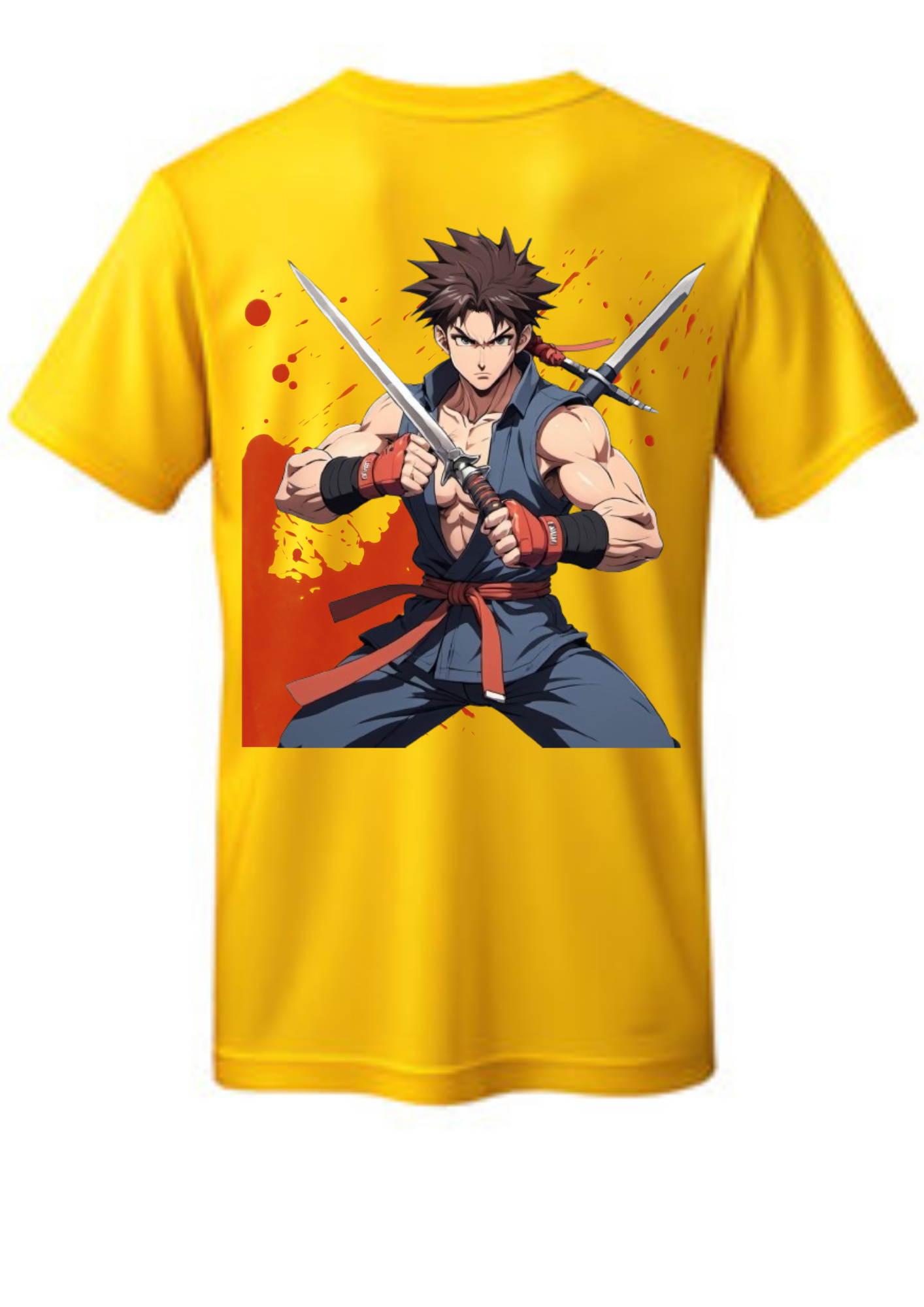 Men Front & Back Printed Yellow T-shirt