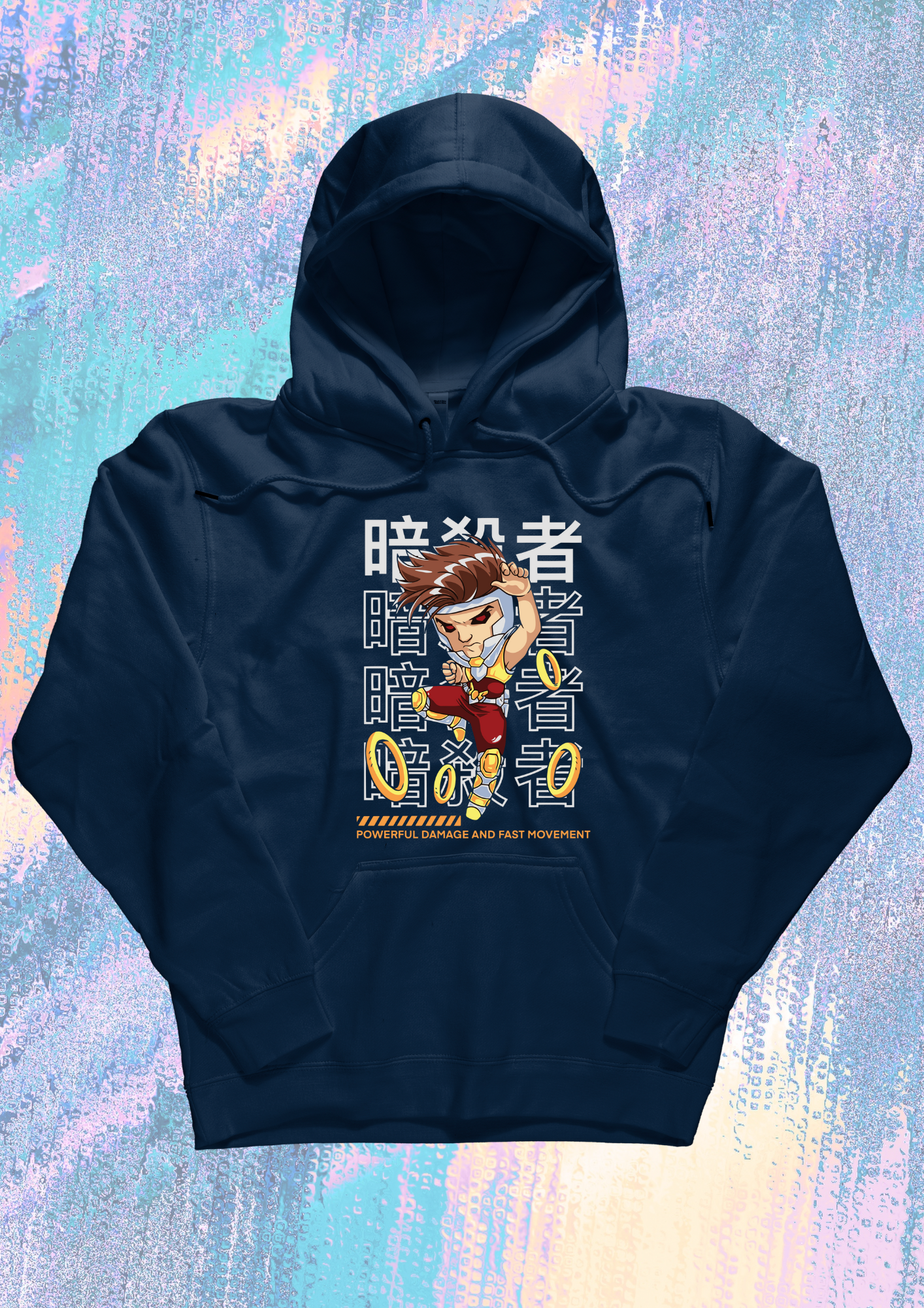 Men Printed Hoodie Blue
