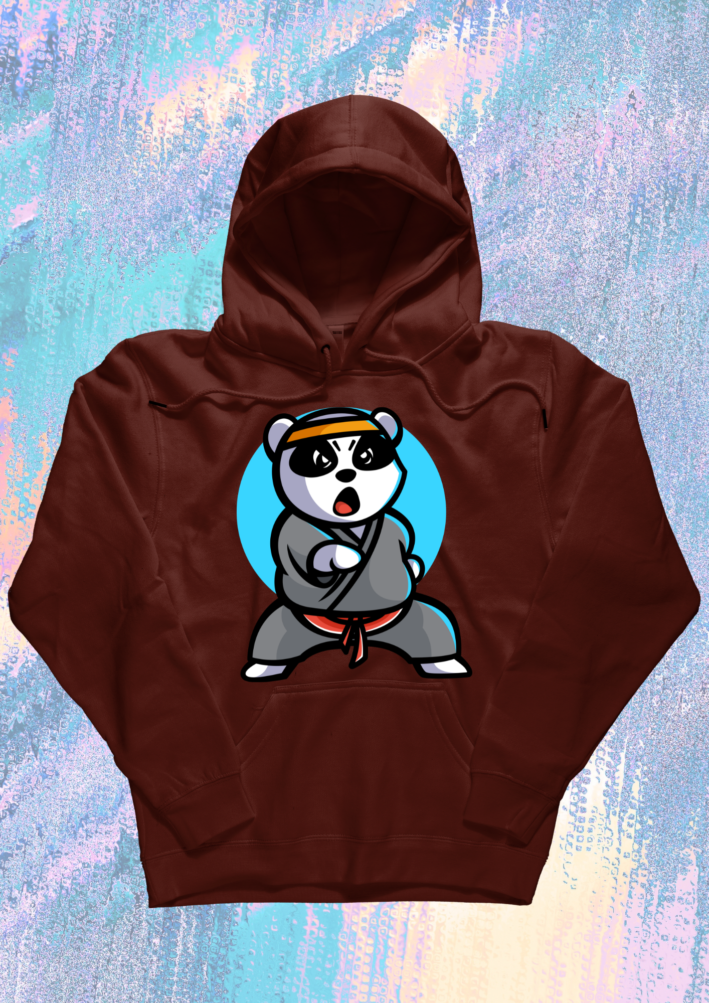 Men Printed Hoodie Brown