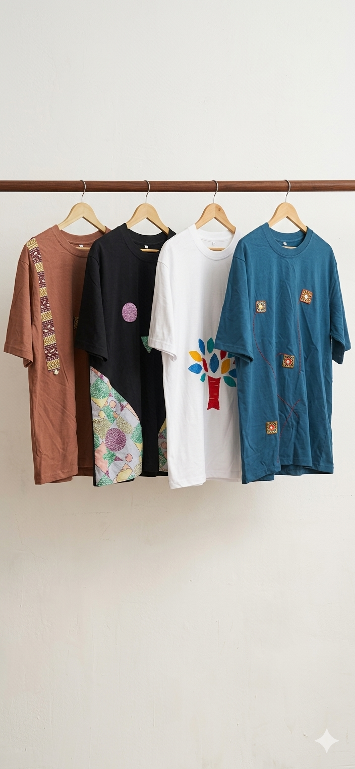 Patch Crafted Oversized T-shirts Men