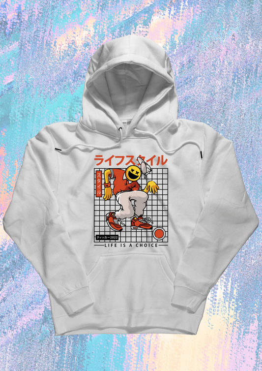 Men Printed Hoodie Shining White