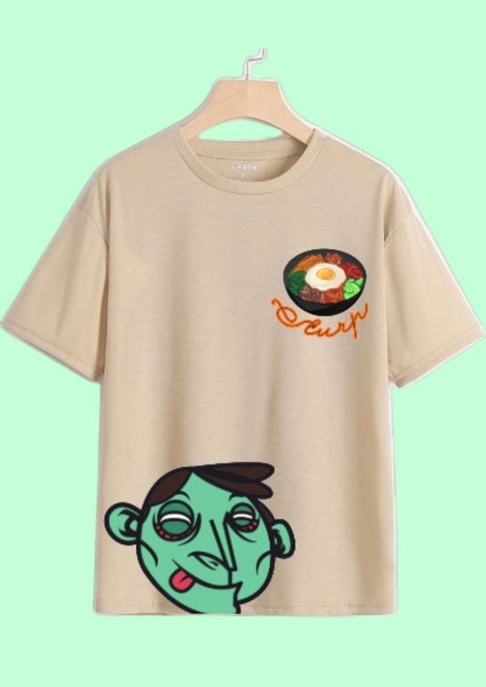 Men Beige Blue Printed T-shirt