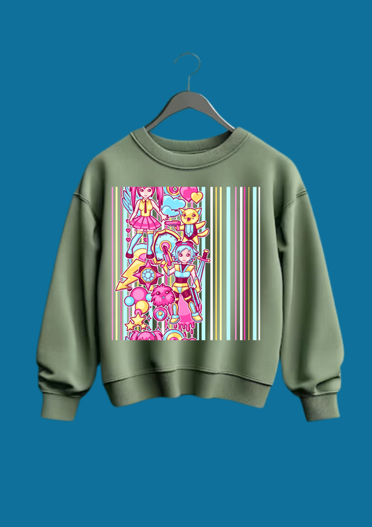 Women Printed Sweatshirt Light Green