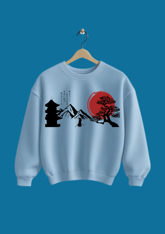 Women Printed Sweatshirt Light Blue