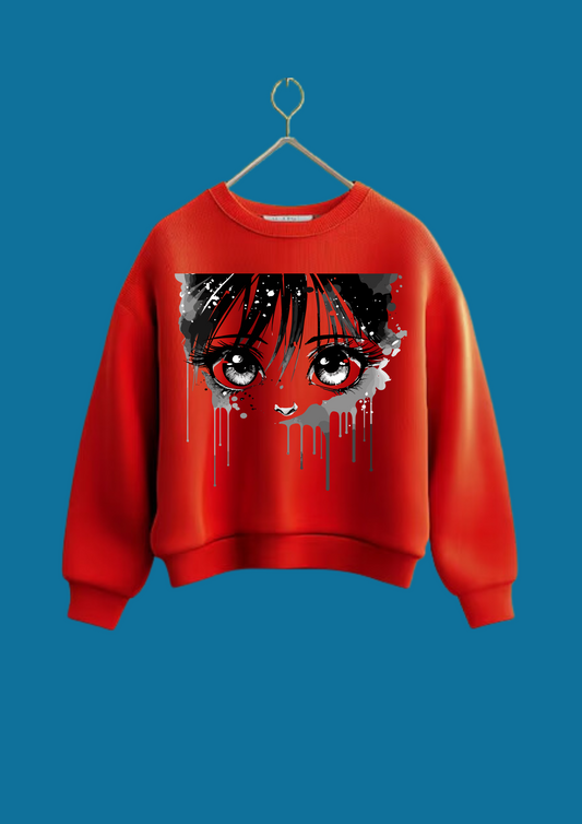 Women Printed Sweatshirt Red