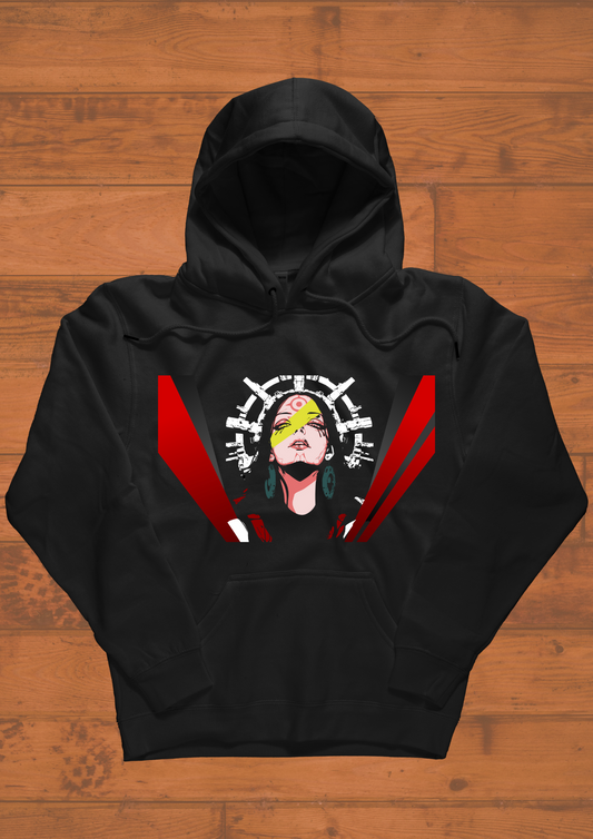 Women Printed Hoodie Black