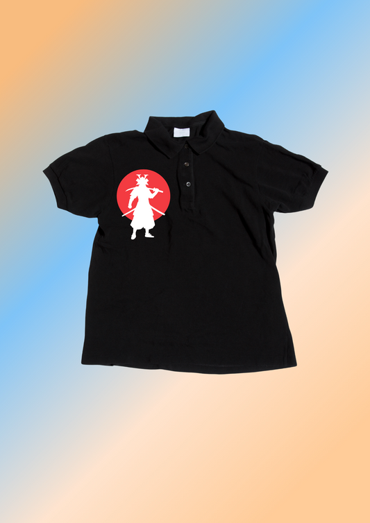 Men Polo Denim Black Printed T-shirt