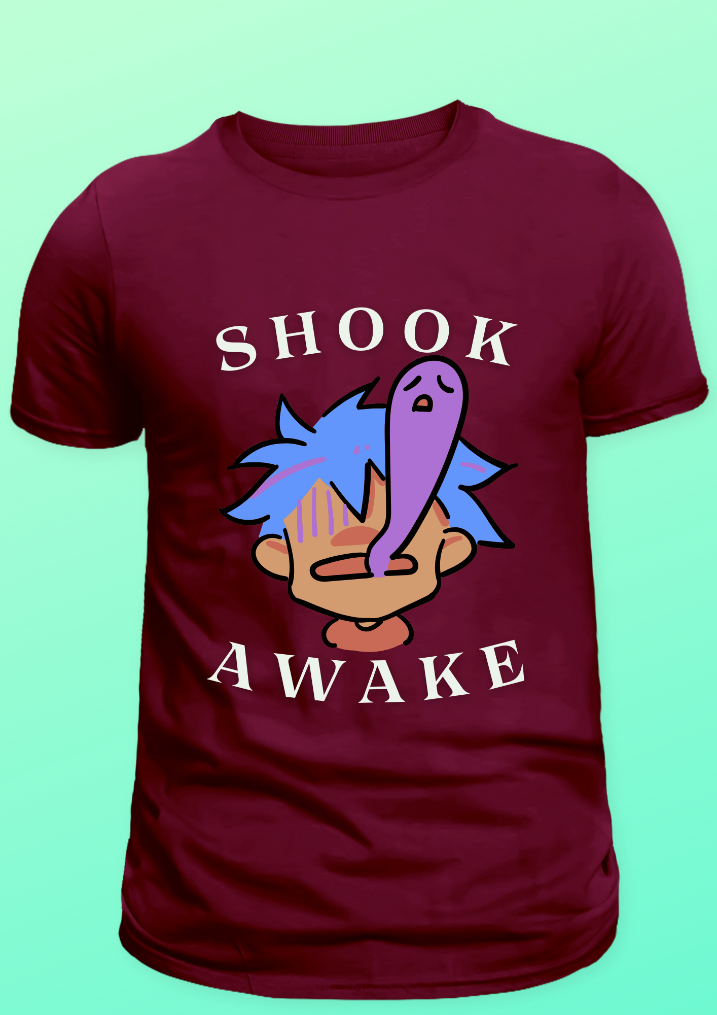 Men Maroon Blue Printed T-shirt