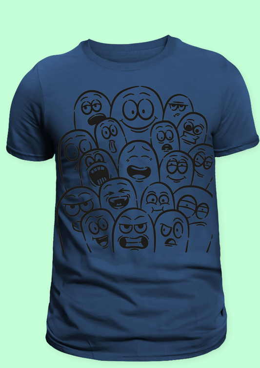 Men Oversized Dark Blue Printed T-shirt