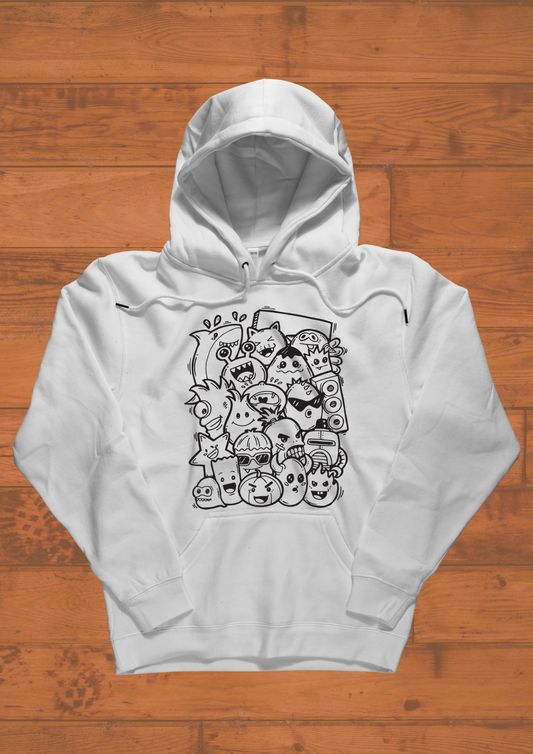 Women Printed Hoodie White