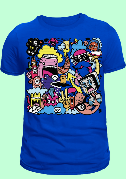 Men Oversized Shining Blue Printed T-shirt