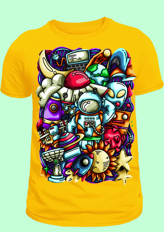 Men Oversized Yellow Printed T-shirt