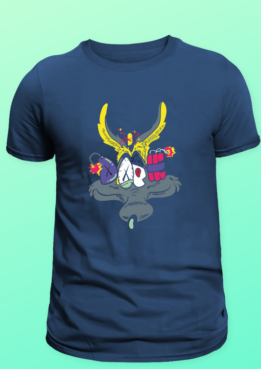 Men Dark Blue Blue Printed T-shirt