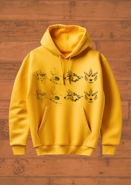Women Printed Hoodie Yellow