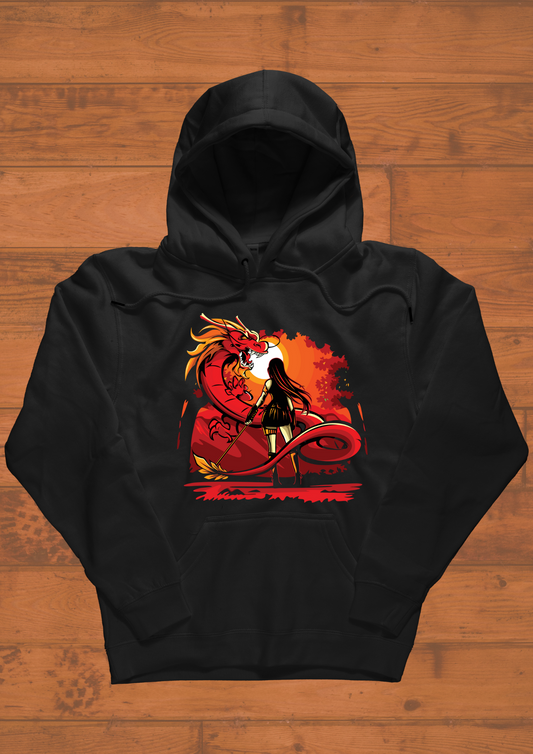 Women Printed Hoodie Shining Black