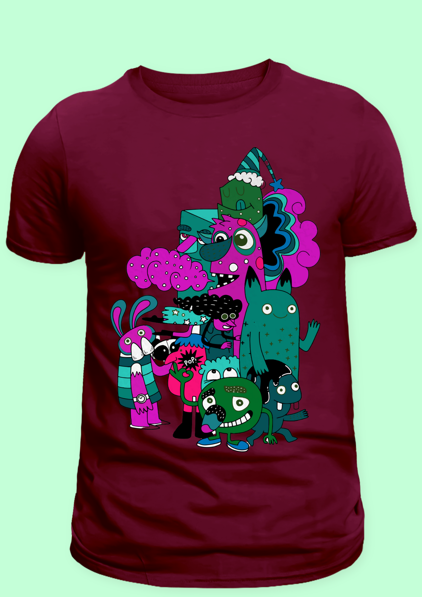 Men Oversized Maroon Printed T-shirt