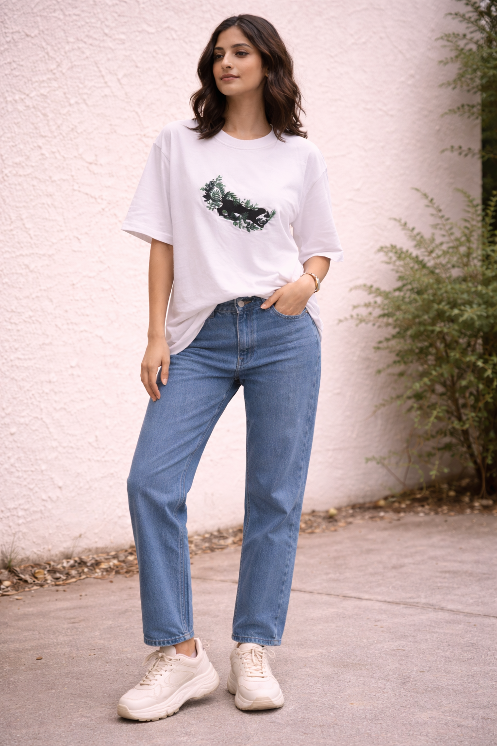 Jaguar Embroidered Oversized T-Shirt