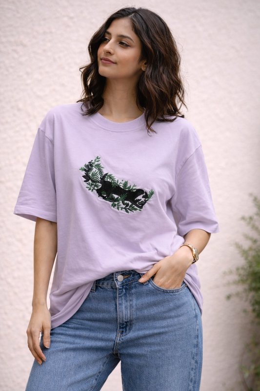 Jaguar Embroidered Oversized T-Shirt